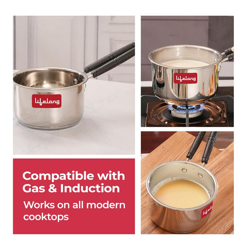 Lifelong Stainless Steel Heavy Bottom Saucepan