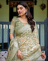 Vasthrlay Womens Printed Unstitched Light Green Saree