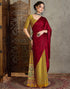Vasthrlay Printed Tassels Maroon | Yellow Saree With Unstitched Blouse Piece