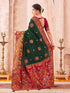 Vasthrlay Womens Weaving Unstitched Dark Green Saree
