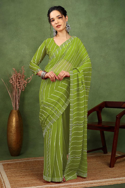 Vasthrlay Fashion Georgette Stripes Navy Ethnic Wear