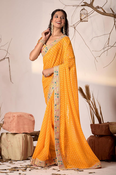 Vasthrlay Embroidered Unstitched Saiyaara Gold Free Ethnic Wear