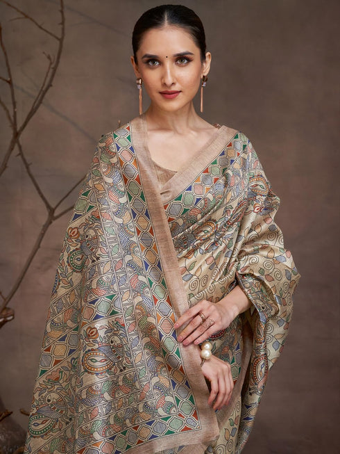 Vasthrlay Madhubani Printed Unstitched Hs Ethnic Wear