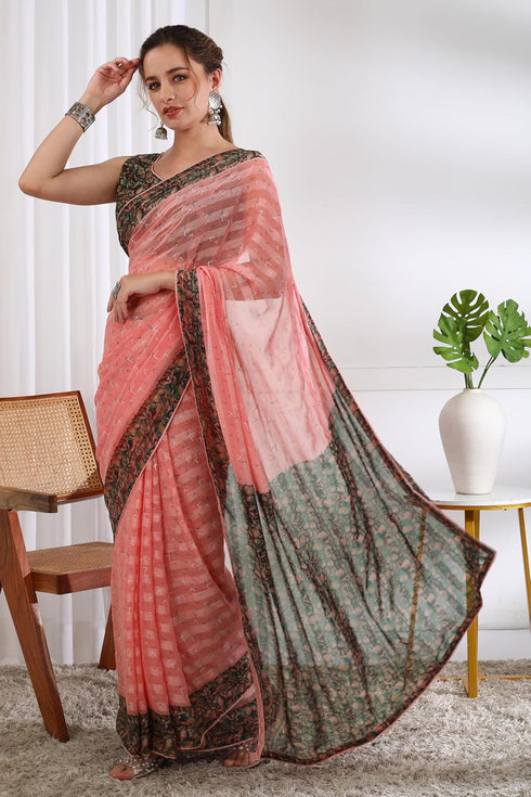 Vasthrlay Fashion Georgette Geometric Printed Ethnic Wear