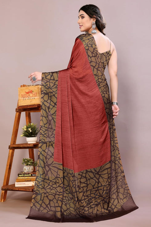 Vasthrlay Fashion Chiffon Abstrect Printed Ethnic Wear