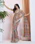 Vasthrlay Womens Printed Unstitched Cream Saree