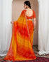 Vasthrlay Chiffon Bandhani Unstitched Yellow Saree