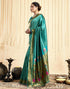 Vasthrlay Jacquard Paithani Unstitched Teal Saree