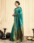 Vasthrlay Jacquard Paithani Teal Green Saree With Unstitched Blouse Piece