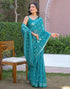 Vasthrlay Womens Printed Unstitched Dark Green Saree