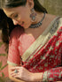 Vasthrlay Womens Printed Red And Golden Saree With Unstitched Blouse Piece