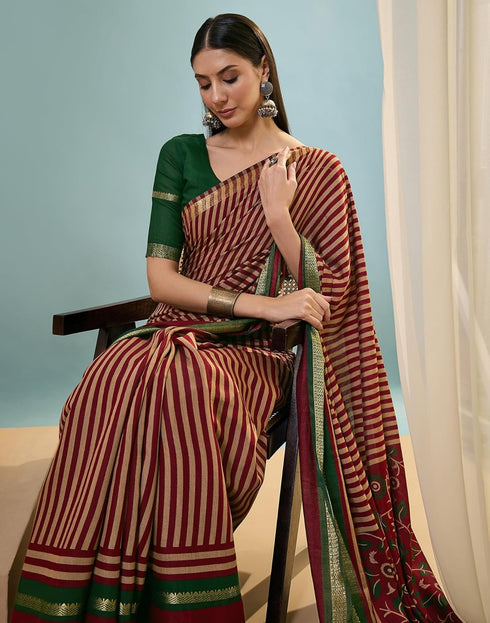 Vasthrlay Printed Weaving Unstitched Maroon Saree