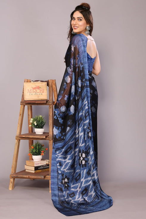 Vasthrlay Fashion Chiffon Turquoise Ethnic Wear