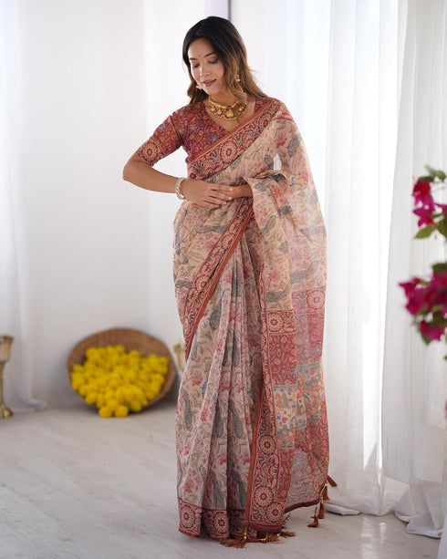 Vasthrlay Handloom Traditional Multicolour Saree