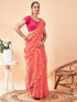 Vasthrlay Chiffon Bandhani Peach Saree With Unstitched Blouse Piece