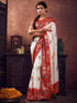 Vasthrlay Pedding Jacquard Unstitched White Saree