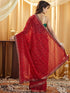 Vasthrlay Georgette Bandhani Unstitched Dark Green Saree