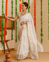 Vasthrlay Special Weaving Off White | Golden Saree With Unstitched Blouse Piece