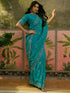 Vasthrlay Shimmer Embroidery Turquoise Saree