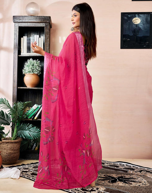 Vasthrlay Womens Printed Unstitched Purple Saree