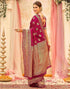 Vasthrlay Womens Weaving Pink | Gold Saree With Unstitched Blouse Piece