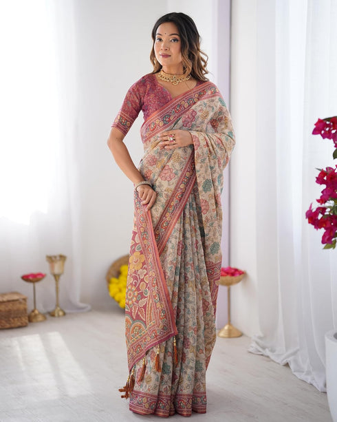 Vasthrlay Handloom Geometric Turquoise Saree