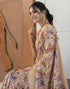 Vasthrlay Womens Striped Unstitched Dusty Pink Saree