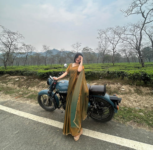 VasthrlayBoarder Unstitched Chhaavau Mustard Free Ethnic Wear