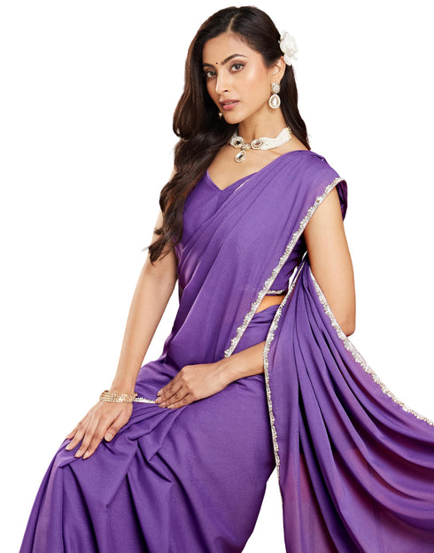 Vasthrlay Pink Border Unstitched Saree