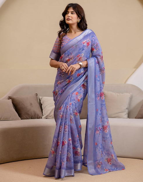 Vasthrlay Womens Printed Minute Green Saree