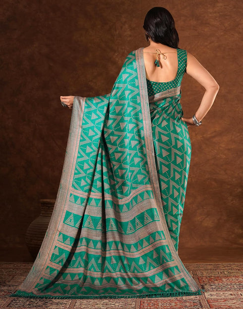 Vasthrlay Womens Printed Unstitched Brown Saree