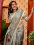 Vasthrlay Womens Printed Unstitched White Saree