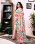 Vasthrlay Womens Printed White Saree With Unstitched Blouse Piece
