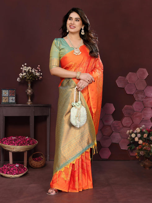 Vasthrlay Kanchipuram Saree Soft Silk Seagreen