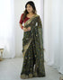 Vasthrlay Georgette Printed Unstitched Red Saree
