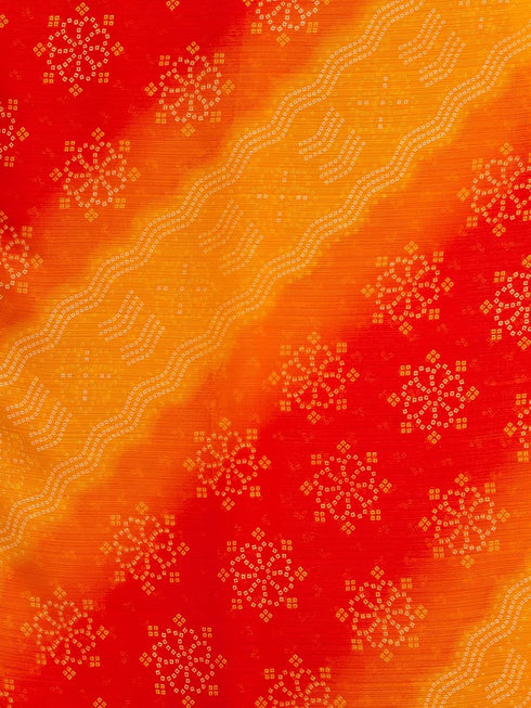 Vasthrlay Chiffon Bandhani Unstitched Yellow Saree