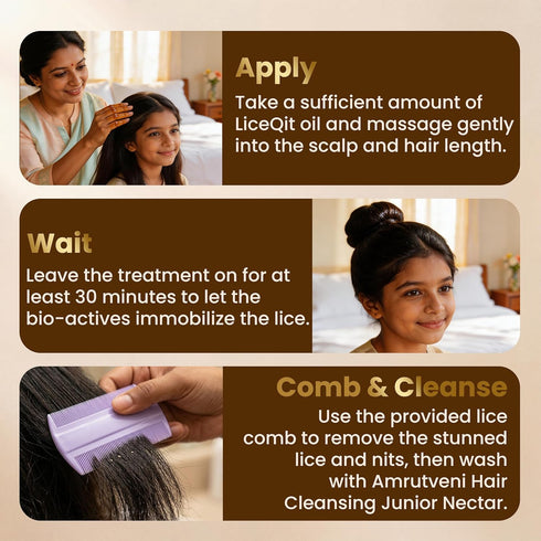 Amrutveni LiceQit Anti-Lice Hair Oil with Lice Comb