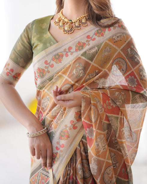 Vasthrlay Handloom Geometric Tassels Saree