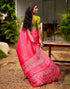 Vasthrlay Bandhani Printed Dark Pink Saree With Unstitched Blouse Piece