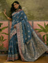Vasthrlay Banarasi Weaving Unstitched Teal Saree