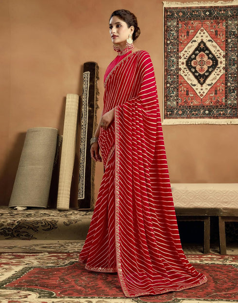 Vasthrlay Georgette Embroidery Unstitched Pink Saree
