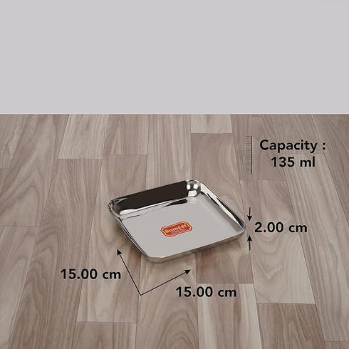 Stainless Steel Square Plate Set of 6pcs, 15cm