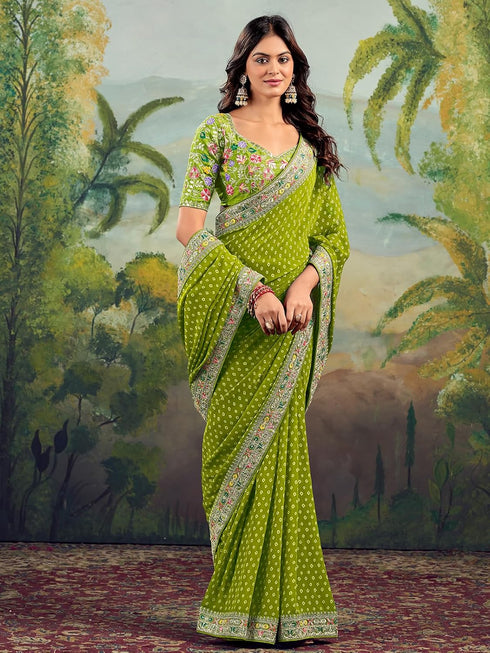 Vasthrlay Georgette Embroidery Rani Saree