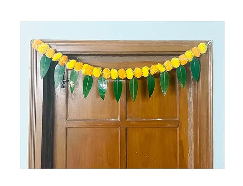 SPHINX Artificial Marigold &Mango Leaves Simple Door-Window toran/Door hangings/Festive Decorations
