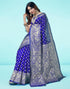 Vasthrlay Banarasi Jacquard Blue Saree With Unstitched Blouse Piece