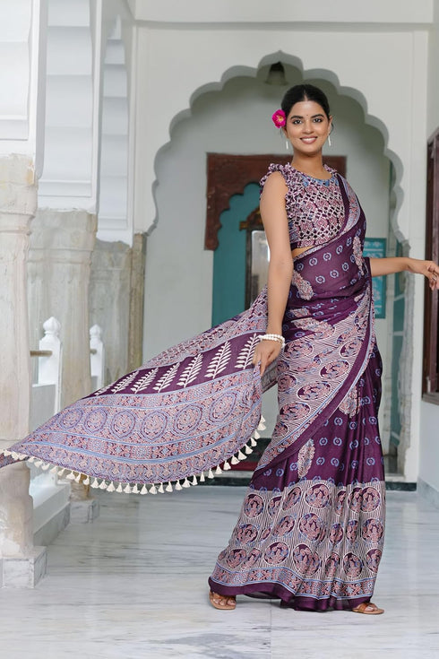Vasthrlay Fashion Chiffon Printed Lightweight Ethnic Wear