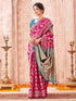 Vasthrlay Womens Banarasi Rani Pink Saree With Unstitched Blouse Piece
