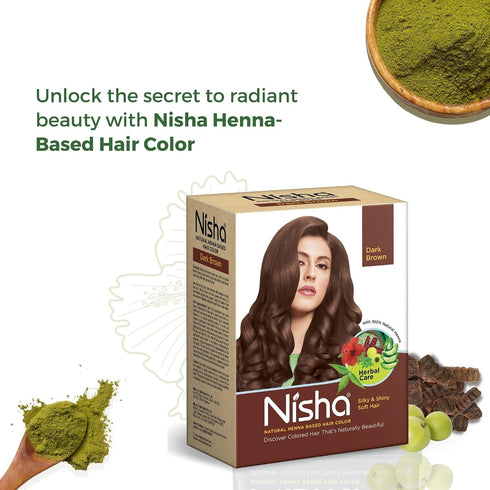 Nisha Natural Henna Powder for Hair Colour | Dark Brown