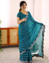 Vasthrlay Scalloped Embroidery Unstitched Lime Green Saree