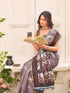 Vasthrlay Womens Printed Unstitched Sage Green Saree